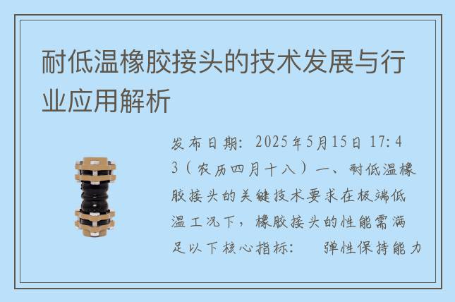 耐低溫橡膠接頭的技術(shù)發(fā)展與行業(yè)